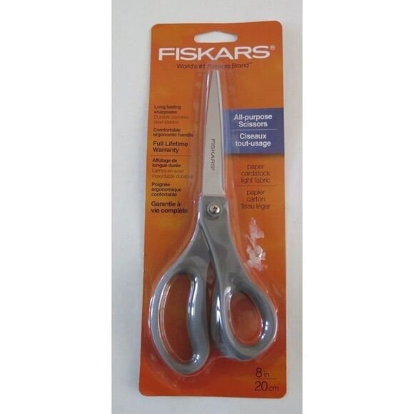 Fiskars Gray All-Purpose 8" Stainless Steel Scissors - Picture 1 of 2